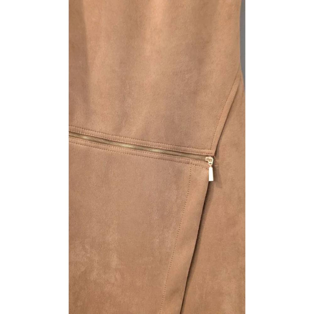 NWOT Women's Calvin Klein Tan Faux Suede Dress with Zipper Detail Size 4 - Picture 3 of 10